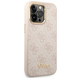 Guess GUHCP14LHG4SHP Apple iPhone 14 Pro 6,1" rožinės spalvos kietas dėklas 4G Vintage Gold Logo - Image 4