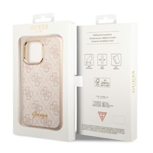 Guess GUHCP14LHG4SHP Apple iPhone 14 Pro 6,1" rožinės spalvos kietas dėklas 4G Vintage Gold Logo - Image 8