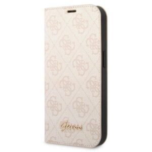 Guess GUBKP14LHG4SHP Apple iPhone 14 Pro 6,1" rožinės spalvos book 4G Vintage Gold Logo