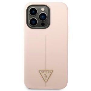 Guess GUHCP14LSLTGP Apple iPhone 14 Pro 6,1" rožinės spalvos kietas dėklas Silicone Triangle - Image 3