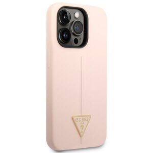 Guess GUHCP14LSLTGP Apple iPhone 14 Pro 6,1" rožinės spalvos kietas dėklas Silicone Triangle - Image 4