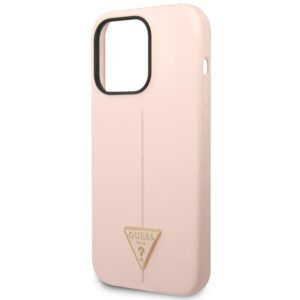 Guess GUHCP14LSLTGP Apple iPhone 14 Pro 6,1" rožinės spalvos kietas dėklas Silicone Triangle - Image 6