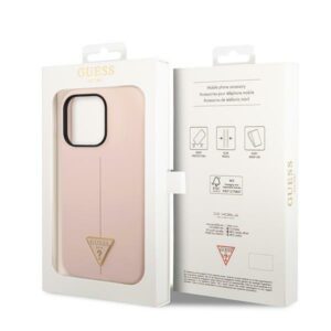 Guess GUHCP14LSLTGP Apple iPhone 14 Pro 6,1" rožinės spalvos kietas dėklas Silicone Triangle - Image 8