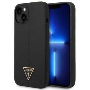 Guess GUHCP14MSLTGK Apple iPhone 14 Plus / 15 Plus 6.7" juodos spalvos kietas dėklas Silicone Triangle