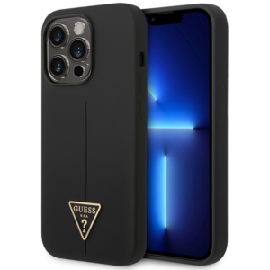 Guess GUHCP14XSLTGK Apple iPhone 14 Pro Max 6,7" juodos spalvos kietas dėklas Silicone Triangle