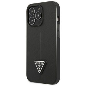Guess GUHCP14LPSATLK Apple iPhone 14 Pro 6,1" juodos spalvos kietas dėklas SaffianoTriangle Logo - Image 2