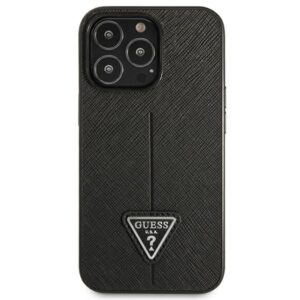 Guess GUHCP14LPSATLK Apple iPhone 14 Pro 6,1" juodos spalvos kietas dėklas SaffianoTriangle Logo - Image 3
