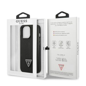 Guess GUHCP14LPSATLK Apple iPhone 14 Pro 6,1" juodos spalvos kietas dėklas SaffianoTriangle Logo - Image 8