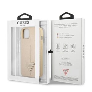 Guess GUHCP14MPSATLE Apple iPhone 14 Plus / 15 Plus 6.7" beige kietas dėklas SaffianoTriangle Logo - Image 8