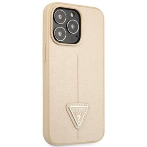 Guess GUHCP14LPSATLE Apple iPhone 14 Pro 6,1" beige kietas dėklas SaffianoTriangle Logo - Image 4