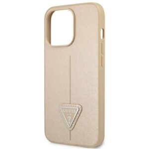 Guess GUHCP14LPSATLE Apple iPhone 14 Pro 6,1" beige kietas dėklas SaffianoTriangle Logo - Image 6