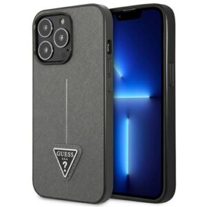 Guess GUHCP14LPSATLG Apple iPhone 14 Pro 6,1" silver kietas dėklas SaffianoTriangle Logo