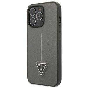 Guess GUHCP14XPSATLG Apple iPhone 14 Pro Max 6,7" silver kietas dėklas SaffianoTriangle Logo - Image 2