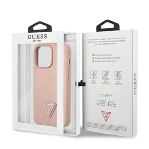 Guess GUHCP14LPSATLP Apple iPhone 14 Pro 6,1" rožinės spalvos kietas dėklas SaffianoTriangle Logo - Image 8