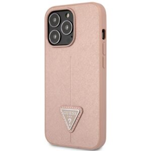 Guess GUHCP14XPSATLP Apple iPhone 14 Pro Max 6,7" rožinės spalvos kietas dėklas SaffianoTriangle Logo - Image 2
