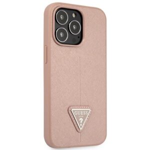 Guess GUHCP14XPSATLP Apple iPhone 14 Pro Max 6,7" rožinės spalvos kietas dėklas SaffianoTriangle Logo - Image 4