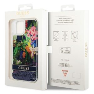 Guess GUHCP14SLFLSB Apple iPhone 14 / 15 / 13 6.1" blue kietas dėklas Flower Liquid Glitter - Image 8