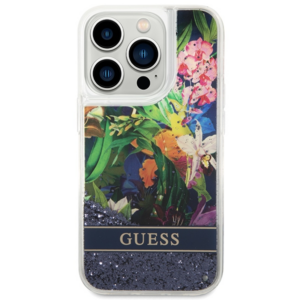 Guess GUHCP14XLFLSB Apple iPhone 14 Pro Max 6,7" blue kietas dėklas Flower Liquid Glitter - Image 3