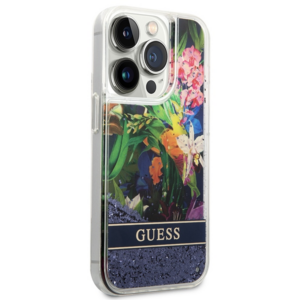 Guess GUHCP14XLFLSB Apple iPhone 14 Pro Max 6,7" blue kietas dėklas Flower Liquid Glitter - Image 4