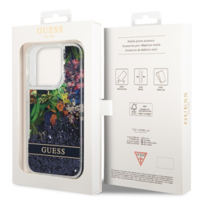 Guess GUHCP14XLFLSB Apple iPhone 14 Pro Max 6,7" blue kietas dėklas Flower Liquid Glitter - Image 8