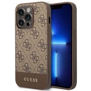 Guess GUHCP14LG4GLBR Apple iPhone 14 Pro 6,1" rudos spalvos kietas dėklas 4G Stripe Collection