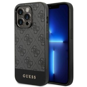 Guess GUHCP14XG4GLGR Apple iPhone 14 Pro Max 6,7" grey kietas dėklas 4G Stripe Collection - Image 1