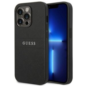 Guess GUHCP14LPSASBBK Apple iPhone 14 Pro 6,1" juodos spalvos Saffiano Strap