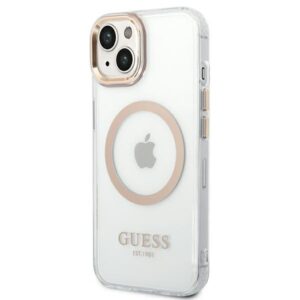 Guess GUHMP14SHTRMD Apple iPhone 14 / 15 / 13 6.1" gold kietas dėklas Metal Outline Magsafe - Image 2