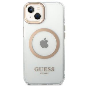 Guess GUHMP14SHTRMD Apple iPhone 14 / 15 / 13 6.1" gold kietas dėklas Metal Outline Magsafe - Image 3