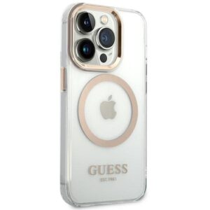 Guess GUHMP14XHTRMD Apple iPhone 14 Pro Max 6,7" gold kietas dėklas Metal Outline Magsafe - Image 4