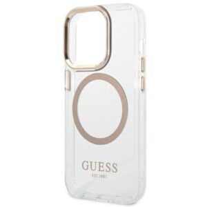 Guess GUHMP14XHTRMD Apple iPhone 14 Pro Max 6,7" gold kietas dėklas Metal Outline Magsafe - Image 6