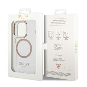 Guess GUHMP14XHTRMD Apple iPhone 14 Pro Max 6,7" gold kietas dėklas Metal Outline Magsafe - Image 8
