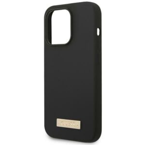 Guess GUHMP14XSBPLK Apple iPhone 14 Pro Max 6,7" juodos spalvos kietas dėklas Silicone Logo Plate MagSafe - Image 6