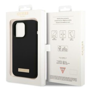 Guess GUHMP14XSBPLK Apple iPhone 14 Pro Max 6,7" juodos spalvos kietas dėklas Silicone Logo Plate MagSafe - Image 8