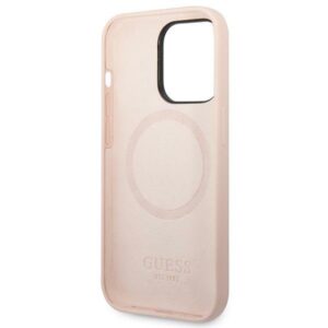 Guess GUHMP14XSBPLP Apple iPhone 14 Pro Max 6,7" rožinės spalvos kietas dėklas Silicone Logo Plate MagSafe - Image 7