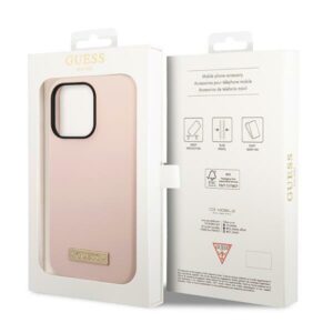 Guess GUHMP14XSBPLP Apple iPhone 14 Pro Max 6,7" rožinės spalvos kietas dėklas Silicone Logo Plate MagSafe - Image 8