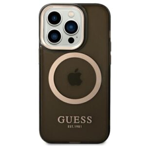 Guess GUHMP14LHTCMK Apple iPhone 14 Pro 6,1" juodos spalvos kietas dėklas Gold Outline Translucent MagSafe - Image 3