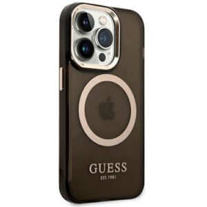Guess GUHMP14LHTCMK Apple iPhone 14 Pro 6,1" juodos spalvos kietas dėklas Gold Outline Translucent MagSafe - Image 4