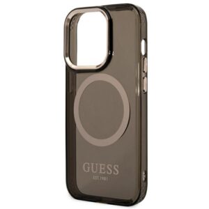Guess GUHMP14LHTCMK Apple iPhone 14 Pro 6,1" juodos spalvos kietas dėklas Gold Outline Translucent MagSafe - Image 6