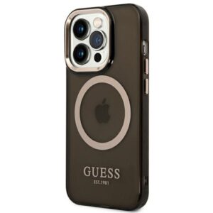 Guess GUHMP14XHTCMK Apple iPhone 14 Pro Max 6,7" juodos spalvos kietas dėklas Gold Outline Translucent MagSafe - Image 2