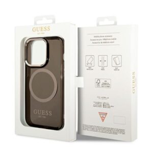 Guess GUHMP14XHTCMK Apple iPhone 14 Pro Max 6,7" juodos spalvos kietas dėklas Gold Outline Translucent MagSafe - Image 8