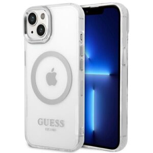 Guess GUHMP14MHTRMS Apple iPhone 14 Plus / 15 Plus 6.7" silver kietas dėklas Metal Outline Magsafe - Image 1