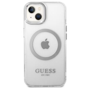 Guess GUHMP14MHTRMS Apple iPhone 14 Plus / 15 Plus 6.7" silver kietas dėklas Metal Outline Magsafe - Image 3