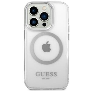 Guess GUHMP14LHTRMS Apple iPhone 14 Pro 6,1" silver kietas dėklas Metal Outline Magsafe - Image 3