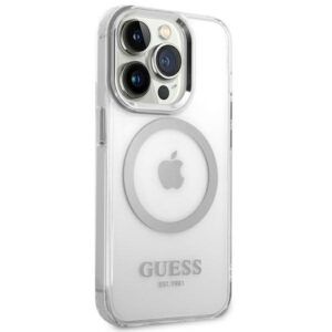 Guess GUHMP14XHTRMS Apple iPhone 14 Pro Max 6,7" silver kietas dėklas Metal Outline Magsafe - Image 4