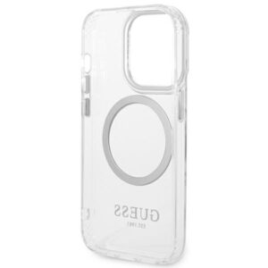 Guess GUHMP14XHTRMS Apple iPhone 14 Pro Max 6,7" silver kietas dėklas Metal Outline Magsafe - Image 7