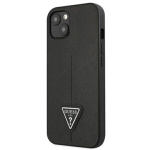 Guess GUHCP13SPSATLK Apple iPhone 13 mini 5,4" juodos spalvos kietas dėklas SaffianoTriangle Logo - Image 2