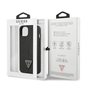 Guess GUHCP13SPSATLK Apple iPhone 13 mini 5,4" juodos spalvos kietas dėklas SaffianoTriangle Logo - Image 8