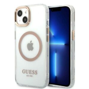 Guess GUHMP13MHTRMD Apple iPhone 13 / 14 / 15 6.1" gold kietas dėklas Metal Outline Magsafe