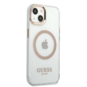 Guess GUHMP13MHTRMD Apple iPhone 13 / 14 / 15 6.1" gold kietas dėklas Metal Outline Magsafe - Image 4